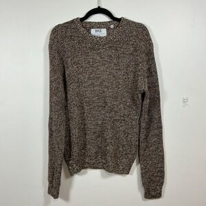 BKE Textured Knit Sweater‎ Brown Speckled Crew Neck Long Sleeve Women Small